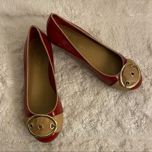 Franco Sarto Red and Tan Flats